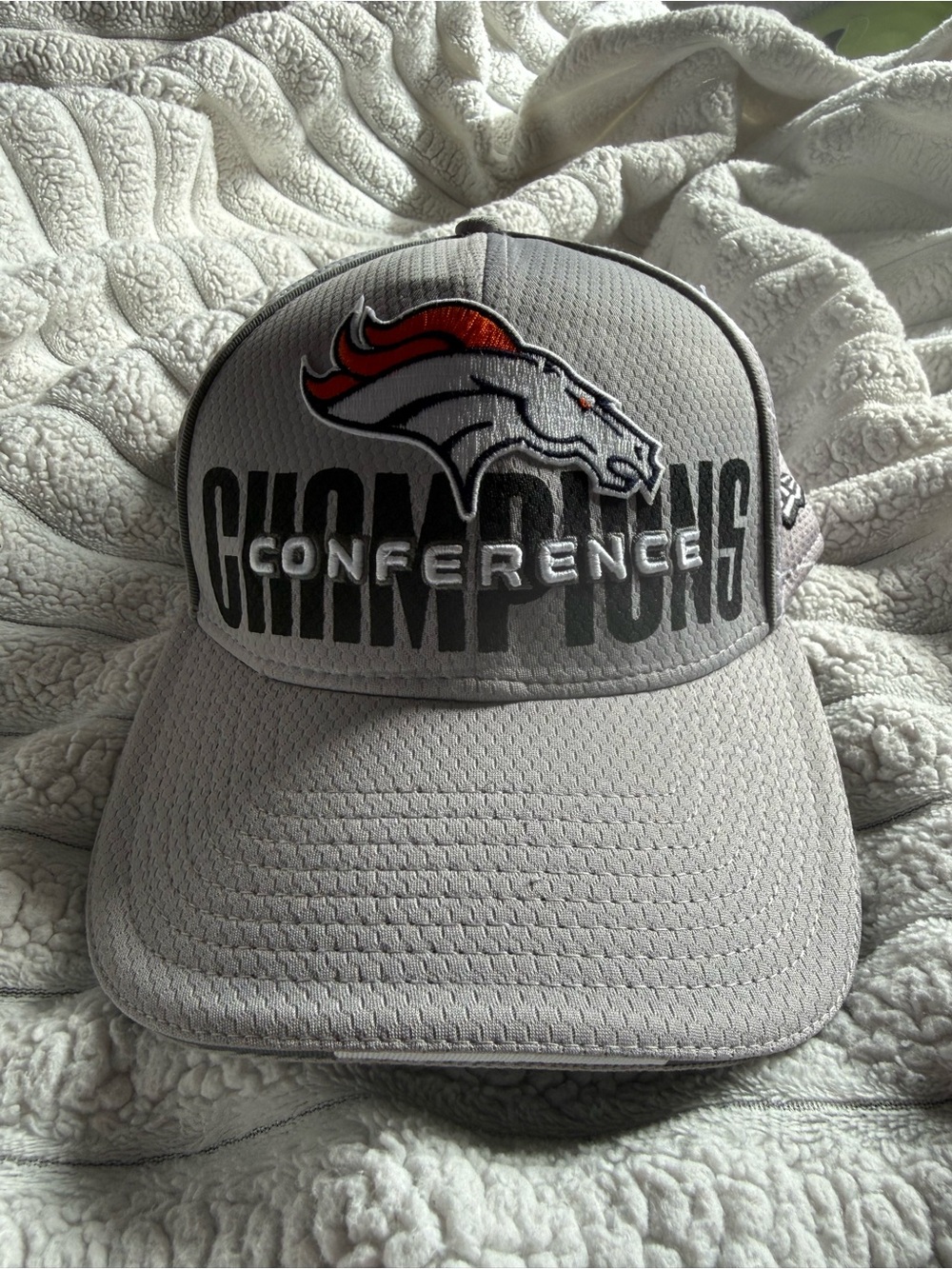 New Era 39Thirty Denver Broncos Hat, Conference Champs, Super Bowl XLVIII Worn